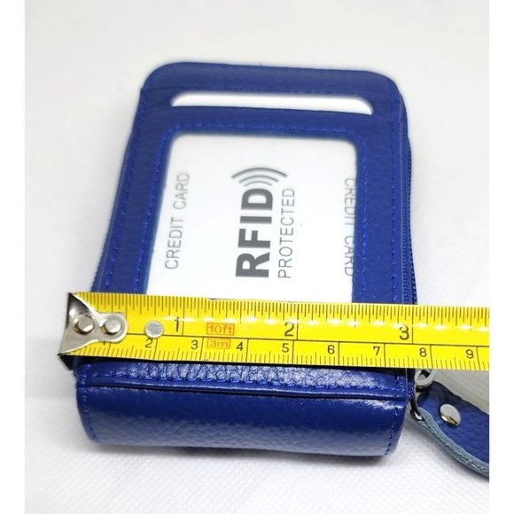 Unisex Credit Card Wallet With Zipper, Genuine Leather RFID Credit Card Holder - Picture 6 of 16